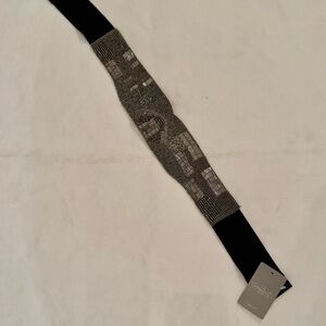 NWT Women’s Anthropologie Elastic Black and Silver Beaded Belt M